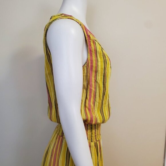 prAna California Dreaming Maxi Dress Organic Cotton Yellow Stripes Sz S colorful - Picture 6 of 9